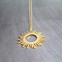 Gold Sun Necklace, large sun necklace, sun pendant, sunshine necklace, gold sun pendant, sunshine necklace, spiky sun necklace, sunray charm - Constant Baubling