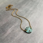 Disk Necklace, verdigris patina necklace, patina disc necklace, simple disk necklace, small disk necklace, aqua patina necklace, small round - Constant Baubling