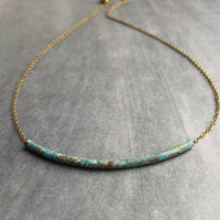 Tube Necklace, verdigris patina necklace, patina tube necklace, simple tube necklace, noodle necklace, aqua patina necklace, long thin tube - Constant Baubling