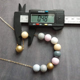 Wood Bead Necklace, painted wood beads, soft color bead necklace, gold, white, pink, grey, natural wood, long gold chain, color block balls - Constant Baubling