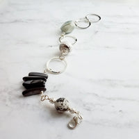 Chunky Silver Bracelet, shell bracelet, circle bracelet, eclectic bracelet, one of a kind, Amazonite bracelet, stone chunk bracelet, paua - Constant Baubling