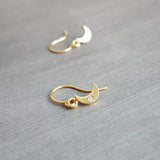 Tiny Gold Moon Earrings,  gold crescent moon earring, small moon earring, gold moon dangle, night sky earring, celestial earring, CZ moon - Constant Baubling