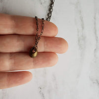 Bronze Teardrop Necklace, antique bronze necklace, brass necklace, antique brass necklace, tear drop necklace, mother son chain drop pendant - Constant Baubling