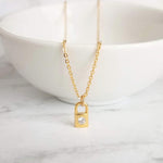 Small Padlock Necklace, tiny gold padlock necklace, gold lock necklace, key lock pendant, commitment necklace, gold love necklace, lockdown - Constant Baubling