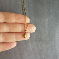 Small Brass Teardrop Necklace, antique bronze necklace, brass necklace, antique brass necklace, tear drop necklace, bronze teardrop pendant - Constant Baubling