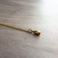 Small Brass Teardrop Necklace, antique bronze necklace, brass necklace, antique brass necklace, tear drop necklace, bronze teardrop pendant - Constant Baubling