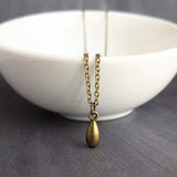 Small Brass Teardrop Necklace, antique bronze necklace, brass necklace, antique brass necklace, tear drop necklace, bronze teardrop pendant - Constant Baubling