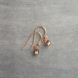 Small Round Rose Gold Earrings, black enamel earring, rose gold black earring, rose gold dot earring, tiny rose gold dangle earring, little - Constant Baubling