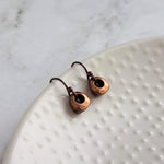 Copper Nugget Earrings, aged copper earring, antique copper earring, small copper dangle, little antique copper earring, tiny chunky copper - Constant Baubling