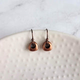 Copper Nugget Earrings, aged copper earring, antique copper earring, small copper dangle, little antique copper earring, tiny chunky copper - Constant Baubling