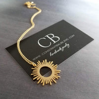 Gold Sun Necklace, large sun necklace, sun pendant, sunshine necklace, gold sun pendant, sunshine necklace, spiky sun necklace, sunray charm - Constant Baubling