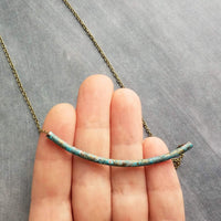 Tube Necklace, verdigris patina necklace, patina tube necklace, simple tube necklace, noodle necklace, aqua patina necklace, long thin tube - Constant Baubling