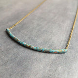 Tube Necklace, verdigris patina necklace, patina tube necklace, simple tube necklace, noodle necklace, aqua patina necklace, long thin tube - Constant Baubling