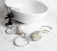 Chunky Silver Bracelet, shell bracelet, circle bracelet, eclectic bracelet, one of a kind, Amazonite bracelet, stone chunk bracelet, paua - Constant Baubling