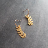 Long Gold Earrings, v shaped earrings, gold arrow earrings, chevron earrings, herringbone earrings, long flexible earrings fishbone earrings - Constant Baubling