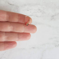Small Round Rose Gold Earrings, black enamel earring, rose gold black earring, rose gold dot earring, tiny rose gold dangle earring, little - Constant Baubling