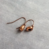 Copper Nugget Earrings, aged copper earring, antique copper earring, small copper dangle, little antique copper earring, tiny chunky copper - Constant Baubling