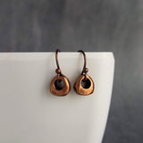 Copper Nugget Earrings, aged copper earring, antique copper earring, small copper dangle, little antique copper earring, tiny chunky copper - Constant Baubling