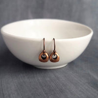 Copper Nugget Earrings, aged copper earring, antique copper earring, small copper dangle, little antique copper earring, tiny chunky copper - Constant Baubling