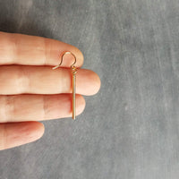 Short Gold Bar Earrings, gold line earrings, gold stick earrings, tube earring small thin gold earrings straight line skinny cylinder - Constant Baubling
