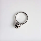Evil Eye Ring, rhodium plated .925 sterling silver ring, black white gemstone ring, dzi agate ring, spinning spinner ring round stone fidgit - Constant Baubling