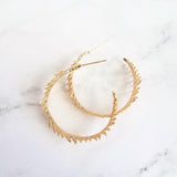 Gold Fern Hoop Earrings, branch hoop earrings, fern earrings, 1 inch hoop, tiny leaves hoop, gold hoops, leafy hoop earrings, plant earrings - Constant Baubling