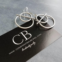 Silver Circle Earrings, oxidized silver earrings, pewter earrings, antique silver earrings, silver boho earrings, rustic silver earrings - Constant Baubling