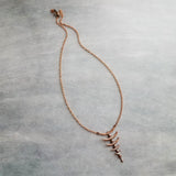 Fish Bone Necklace, antique copper necklace, back spine, rustic brown, hammered pendant, thin delicate chain, vertebrae necklace, rustic - Constant Baubling