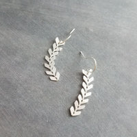 Long Silver Earrings, v shaped earrings, silver arrow earrings, chevron earrings, herringbone earrings, flexible earrings fish bone earrings - Constant Baubling