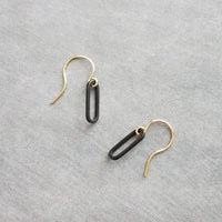 Matte Black Dangle Earrings, small black oval earrings, black oblong earring, matte black oval earrings, little matte black earrings, open - Constant Baubling