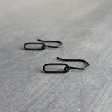 Matte Black Dangle Earrings, small black oval earrings, black oblong earring, matte black oval earrings, little matte black earrings, open - Constant Baubling