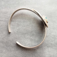 Chunky Silver Cuff Bracelet, glass stone bracelet, heavy silver cuff, oxidized silver bracelet, antique silver cuff, glass hammered silver - Constant Baubling