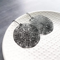 Large Gold Filigree Earrings, round gold earrings, thin earrings, cut out earrings, big earrings, floral earrings, big lightweight medallion - Constant Baubling