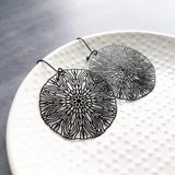 Large Gold Filigree Earrings, round gold earrings, thin earrings, cut out earrings, big earrings, floral earrings, big lightweight medallion - Constant Baubling
