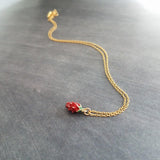 Gold Strawberry Necklace, tiny strawberry necklace, small strawberry, little strawberry, strawberry jewelry, dainty gold necklace, fruit - Constant Baubling