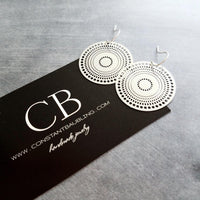 Pierced Silver Disk Earrings, dotted circle earrings, small round earring, mandala earring, silver coin earrings, punched dots, 1 in small - Constant Baubling