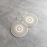 Pierced Silver Disk Earrings, dotted circle earrings, small round earring, mandala earring, silver coin earrings, punched dots, 1 in small - Constant Baubling