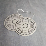 Pierced Silver Disk Earrings, dotted circle earrings, small round earring, mandala earring, silver coin earrings, punched dots, 1 in small - Constant Baubling