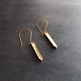 Gold Tag Earrings, minimalist earrings, dainty gold earrings, rectangular earrings, gold bar earrings, polygon earring, flag, spear earrings - Constant Baubling