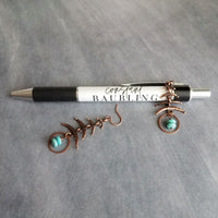 Copper Boho Earrings, antique copper earrings, long copper earrings, hammered copper earrings, turquoise stone dangle, aged rust Bohemian - Constant Baubling