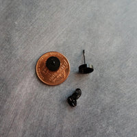 Ice Mint Blue Black Stud Earrings, ice blue earring, Alice blue earrings, matte black earring, small druzy earrings, jagged round stone pale - Constant Baubling