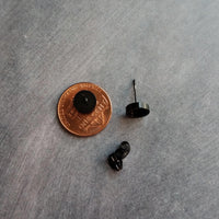 Hot Pink Black Stud Earrings, black fuchsia stud earring, hot pink earrings, matte black earring, fuchsia earrings, bright round sparkle - Constant Baubling