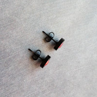 Hot Pink Black Stud Earrings, black fuchsia stud earring, hot pink earrings, matte black earring, fuchsia earrings, bright round sparkle - Constant Baubling