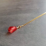 Red Pomegranate Seed Necklace, small light red pendant, thin delicate chain, seed fruit necklace, fertility necklace, pomegranate seed charm - Constant Baubling