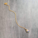 Rainbow Turtle Necklace, gold turtle necklace, enamel turtle pendant, terrapin necklace, reptile necklace, colorful turtle watercolor turtle - Constant Baubling