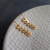 Long Gold Earrings, v shaped earrings, gold arrow earrings, chevron earrings, herringbone earrings, long flexible earrings fishbone earrings - Constant Baubling