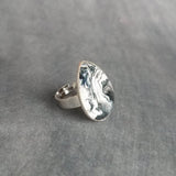 Marble Ring, black white ring, faux stone ring, geode ring, imitation gemstone ring, statement ring, large teardrop ring, grey swirl ring - Constant Baubling