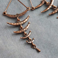 Copper Fishbone Earrings, antique copper chandelier, long copper earrings, 3 inch, hammered copper earrings, fish bone earring, statement - Constant Baubling