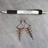 Copper Fishbone Earrings, antique copper chandelier, long copper earrings, 3 inch, hammered copper earrings, fish bone earring, statement - Constant Baubling
