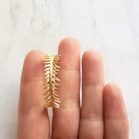 Gold Fern Hoop Earrings, branch hoop earrings, fern earrings, 1 inch hoop, tiny leaves hoop, gold hoops, leafy hoop earrings, plant earrings - Constant Baubling